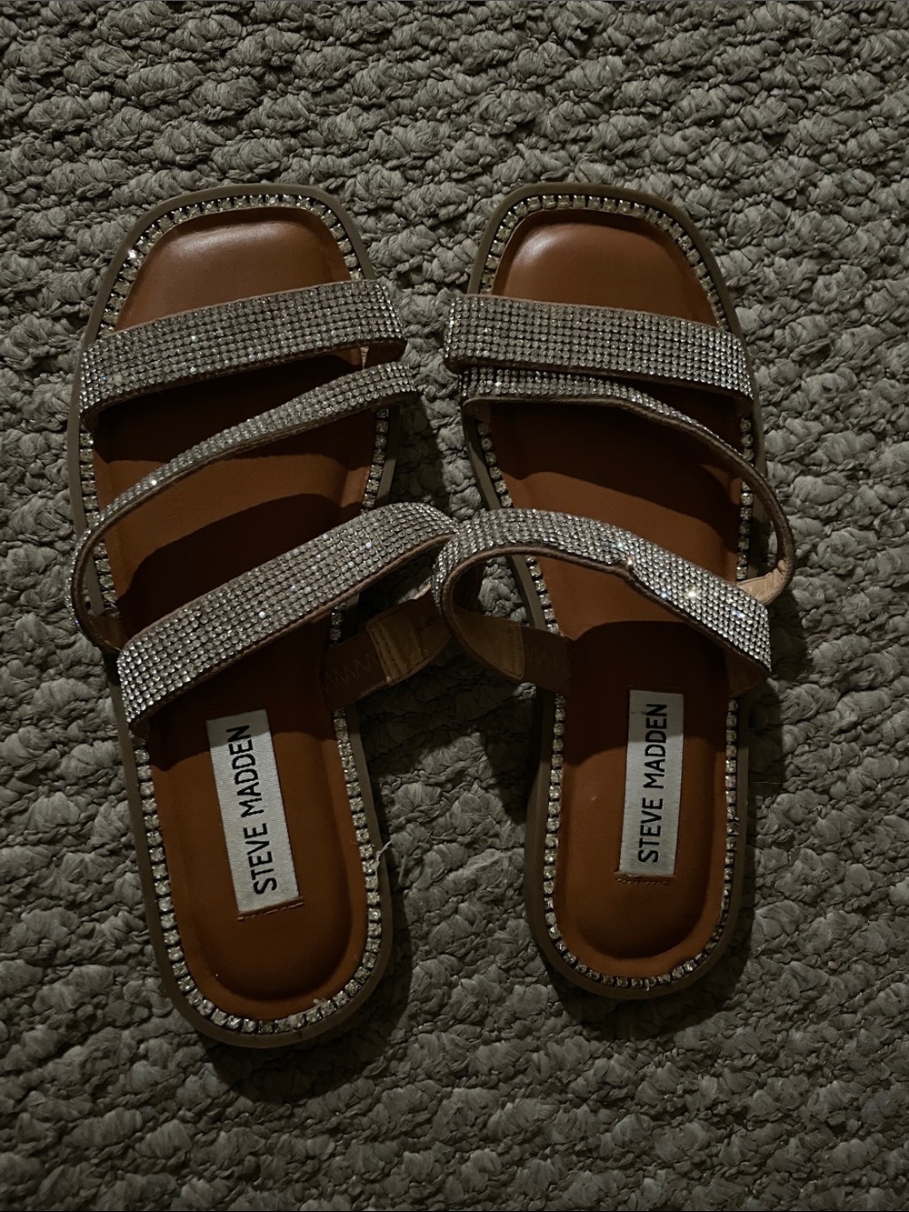 Steve Madden Brown Sandals with Crystal Straps